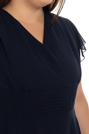 969300 KISA KOL KRUV.YAKA ŞİFON KISA ELBİSE