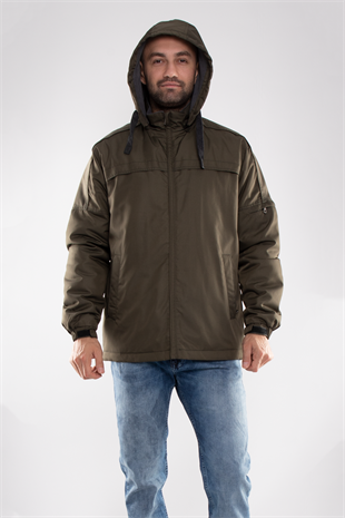 99359-288 RegularFit Kol Ucu Lastikli İçi Polarlı Paraşüt Kumaş Erkek Mont