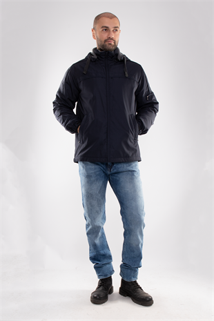 99359-288 RegularFit Kol Ucu Lastikli İçi Polarlı Paraşüt Kumaş Erkek Mont