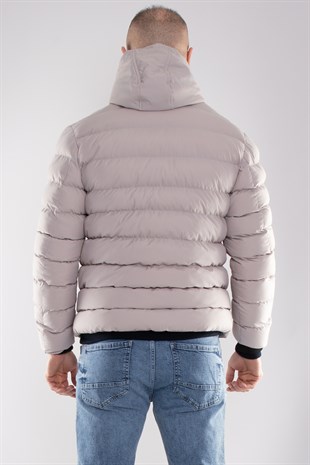99433-304 SlimFit Kapşonlu Tay Tüyü Erkek Şişme Mont