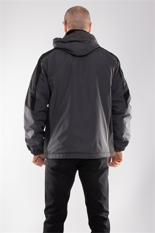 99437-287 RegularFit Kapşonlu Kısa İkiRenkli Erkek Mont