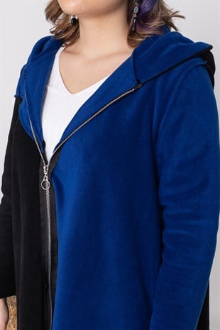 AN2155- 2 Renkli Kapşonlu Polar Sweatshirt