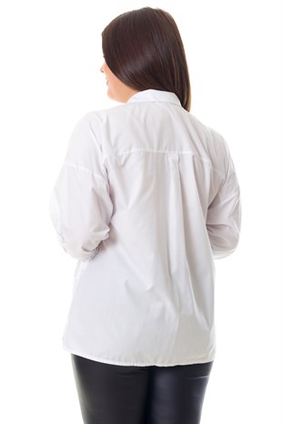B64153 ÖNÜ SİM ŞERİT DETAYLI GÖMLEK