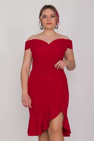 D-958 BB Madonna Yaka Eteği Valonlu Dalgıç Kumaş Kısa Elbise