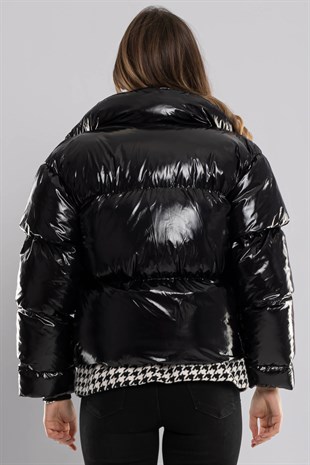 D89580 Kazayağı Astarlı Kısa Şişme Kadın Mont