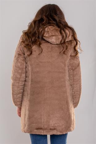 HV871 Fermuarlı İçi Peluş Kapitone Çift Taraflıı Uzun Mont