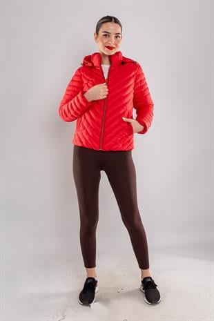 JAKLİN Slimfit Cep Çıtçılı Kapüşonlu Kısa Şişme Mont
