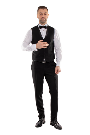 JK30SF18M097 Slimfit Papyonlu 6 Drop Yelekli Damatlık