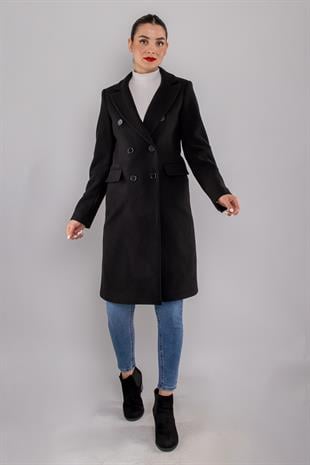 K1Ayhan Erkek Yaka Düğmeli Midiboy Kaşe Kaban