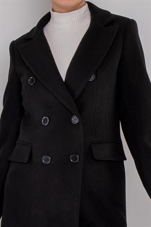 K1Ayhan Erkek Yaka Düğmeli Midiboy Kaşe Kaban