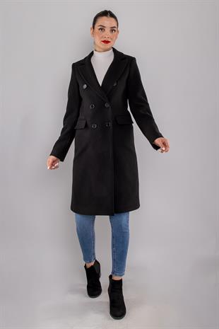 K1Ayhan Erkek Yaka Düğmeli Midiboy Kaşe Kaban