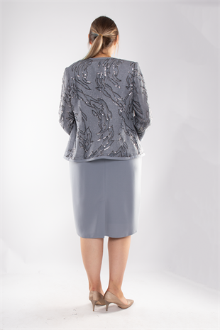 M-627 BB SİMLİ PULPAYET KISA ELBİSE-CEKET TAKIM