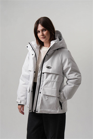 SOFİA Kapüşonlu Cep Detay Kadın Mont