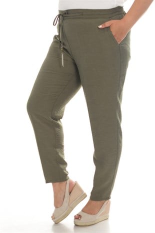 VV1921 BELİ LASTİKLİ KRİNKIL KUMAŞ PANTOLON