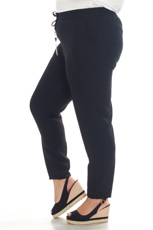VV1921 BELİ LASTİKLİ KRİNKIL KUMAŞ PANTOLON