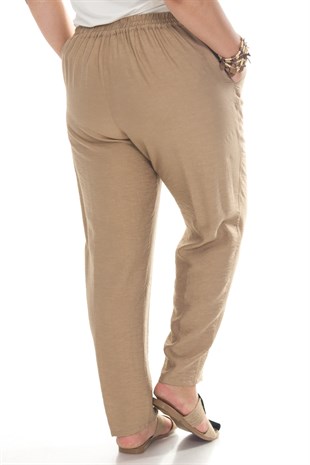 VV1921 BELİ LASTİKLİ KRİNKIL KUMAŞ PANTOLON