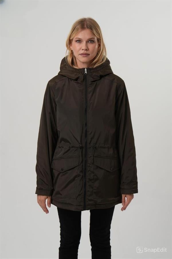 VİOLET Kapüşonlu Bele Bağcıklı İçi Peluş Kürklü Kadın Mont