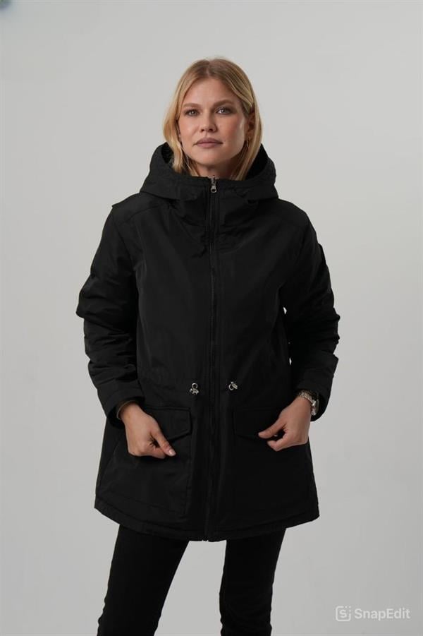 VİOLET Kapüşonlu Bele Bağcıklı İçi Peluş Kürklü Kadın Mont