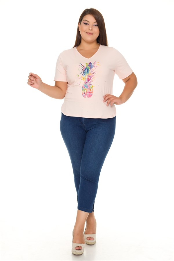 VV1215 ANANAS DESENLİ PAMUK TSHİRT