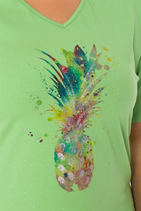 VV1215 ANANAS DESENLİ PAMUK TSHİRT