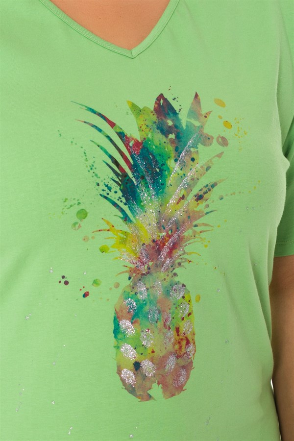 VV1215 ANANAS DESENLİ PAMUK TSHİRT