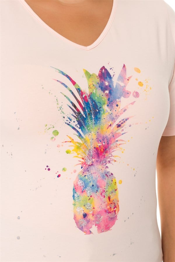 VV1215 ANANAS DESENLİ PAMUK TSHİRT