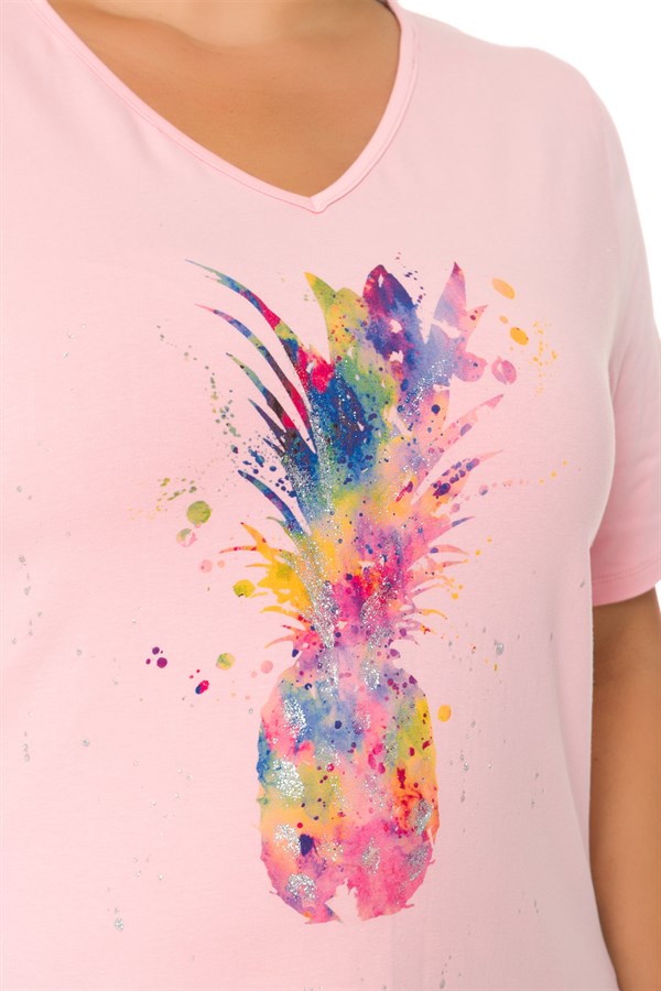 VV1215 ANANAS DESENLİ PAMUK TSHİRT