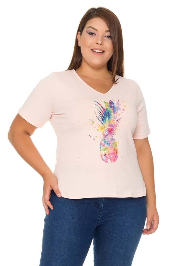 VV1215 ANANAS DESENLİ PAMUK TSHİRT