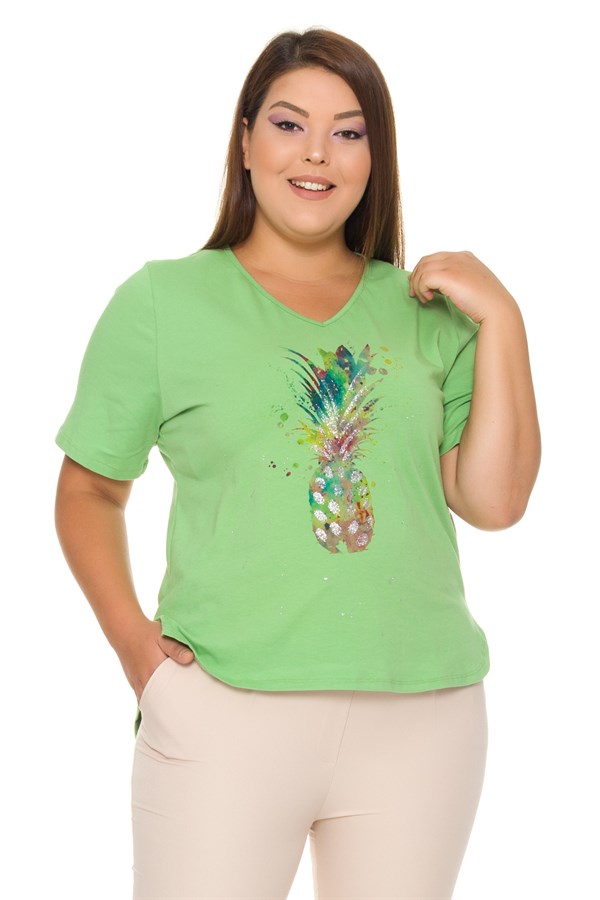 VV1215 ANANAS DESENLİ PAMUK TSHİRT