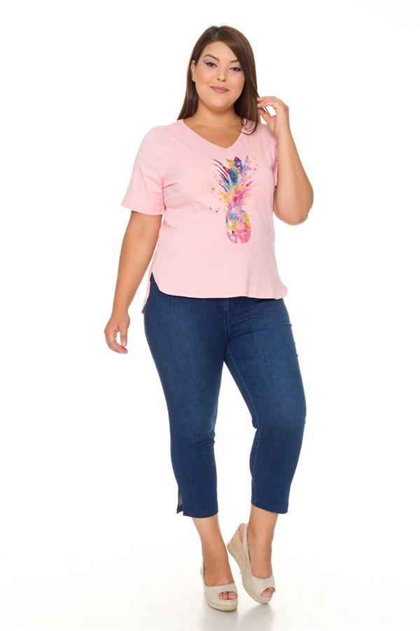 VV1215 ANANAS DESENLİ PAMUK TSHİRT