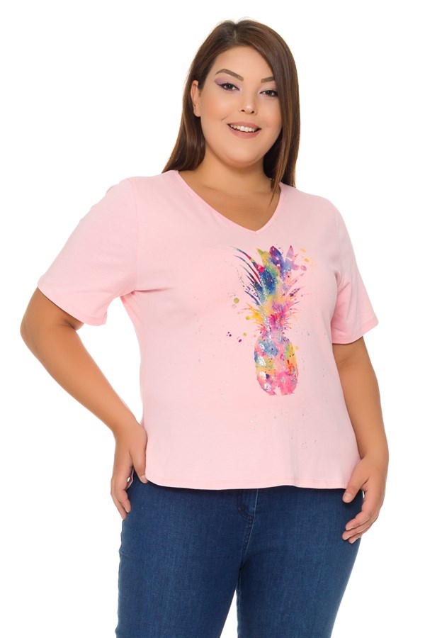 VV1215 ANANAS DESENLİ PAMUK TSHİRT