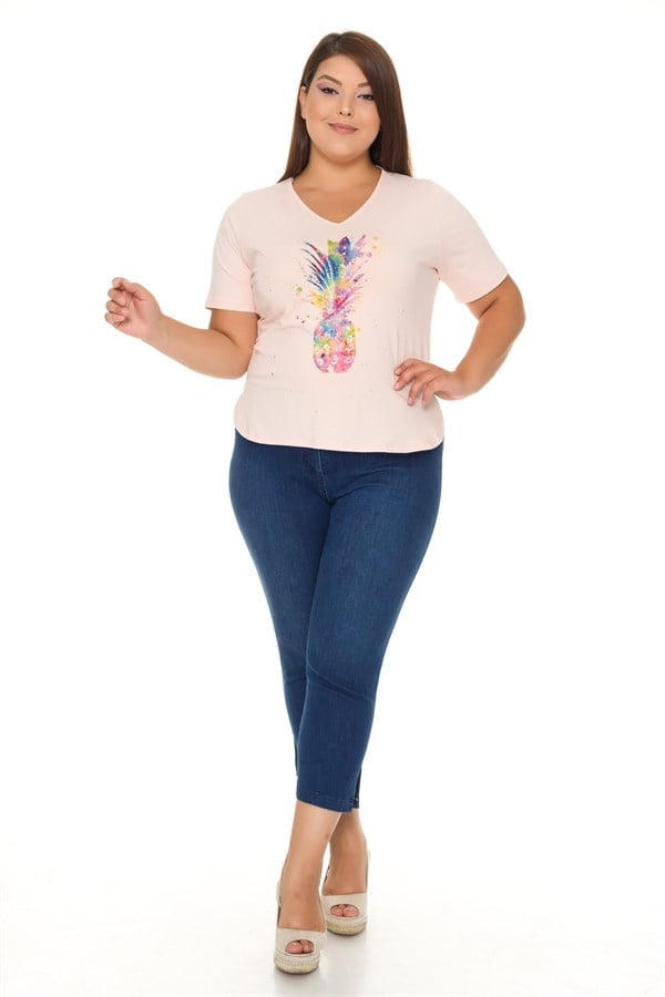 VV1215 ANANAS DESENLİ PAMUK TSHİRT