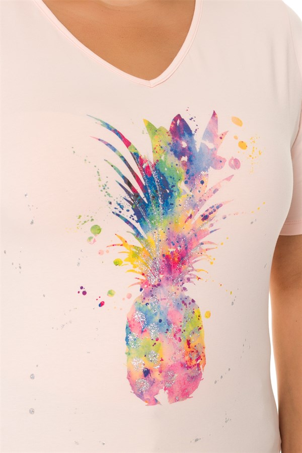 VV1215 ANANAS DESENLİ PAMUK TSHİRT
