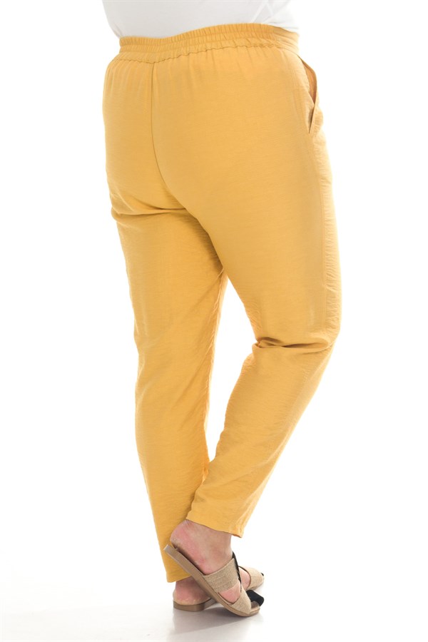 VV1921 BELİ LASTİKLİ KRİNKIL KUMAŞ PANTOLON