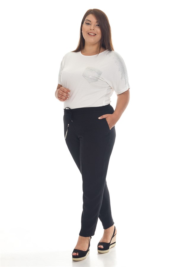 VV1921 BELİ LASTİKLİ KRİNKIL KUMAŞ PANTOLON