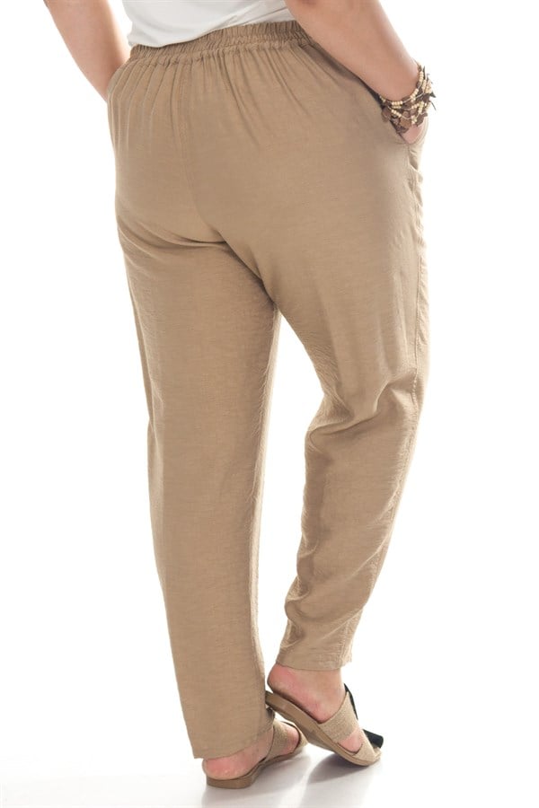 VV1921 BELİ LASTİKLİ KRİNKIL KUMAŞ PANTOLON