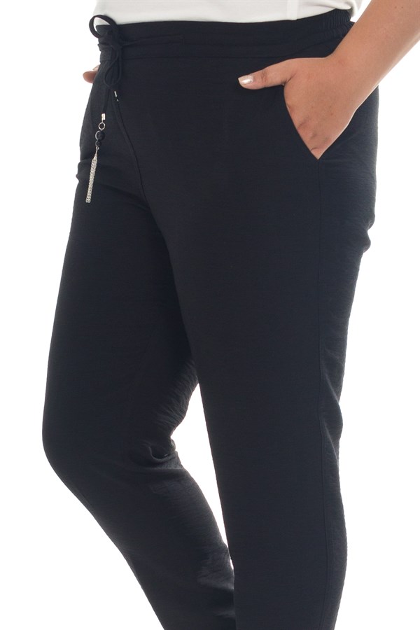 VV1921 BELİ LASTİKLİ KRİNKIL KUMAŞ PANTOLON