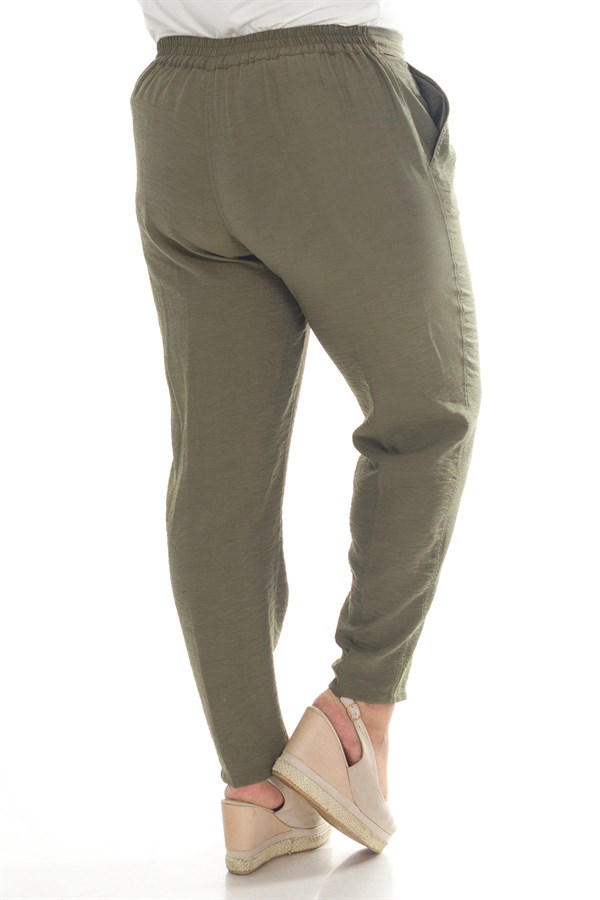 VV1921 BELİ LASTİKLİ KRİNKIL KUMAŞ PANTOLON