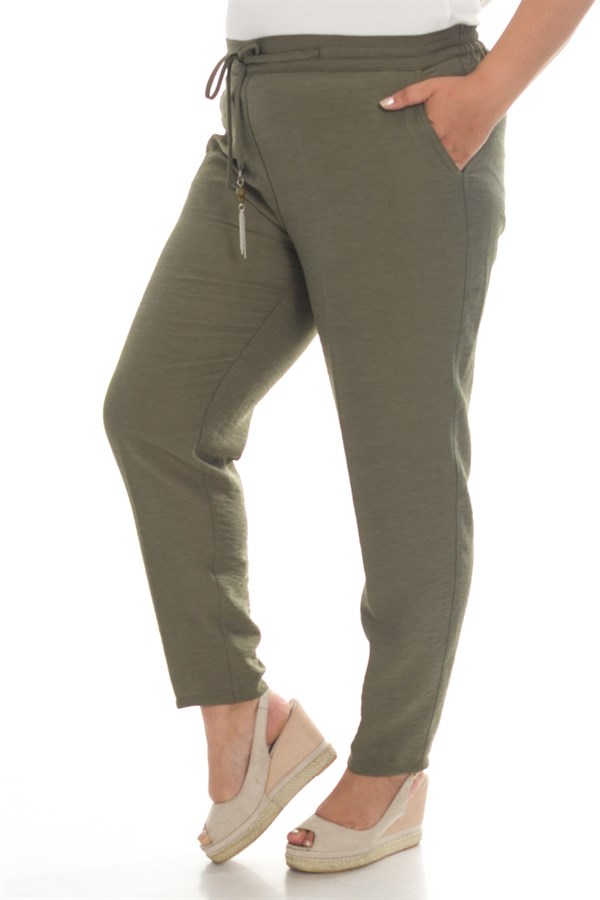 VV1921 BELİ LASTİKLİ KRİNKIL KUMAŞ PANTOLON