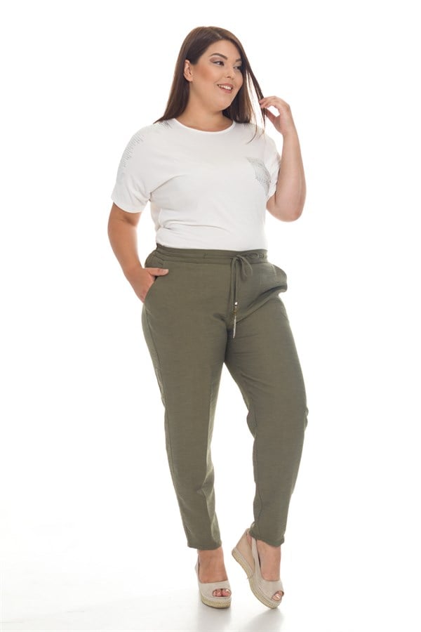 VV1921 BELİ LASTİKLİ KRİNKIL KUMAŞ PANTOLON