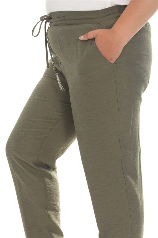 VV1921 BELİ LASTİKLİ KRİNKIL KUMAŞ PANTOLON