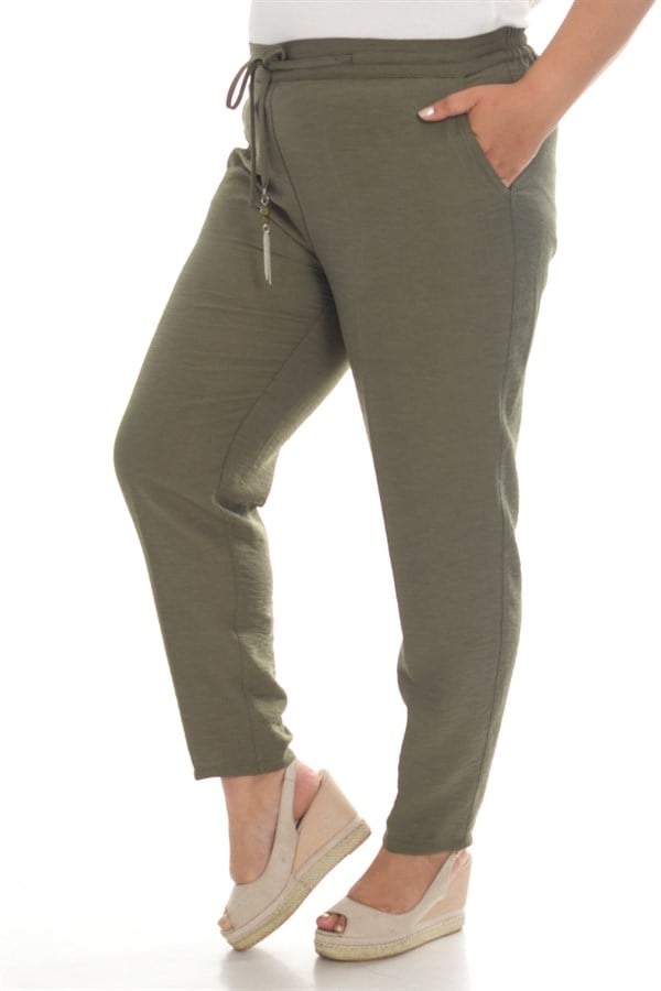 VV1921 BELİ LASTİKLİ KRİNKIL KUMAŞ PANTOLON