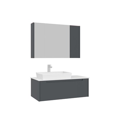 Biella 100 cm Banyo Dolabı Takımı (Ayna Dolaplı)