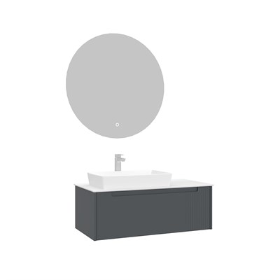 Biella 100 cm Banyo Dolabı Takımı (LED Aydınlatmalı Aynalı)