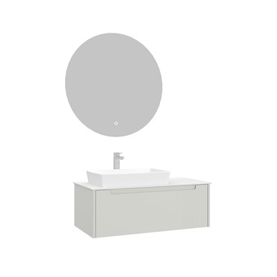Biella 100 cm Banyo Dolabı Takımı (LED Aydınlatmalı Aynalı)