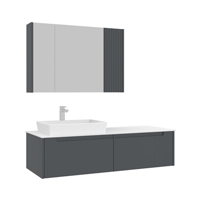 Biella 140 cm Banyo Dolabı Takımı (Ayna Dolaplı)