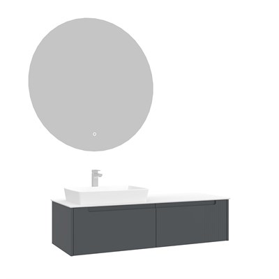 Biella 140 cm Banyo Dolabı Takımı (LED Aydınlatmalı Aynalı)