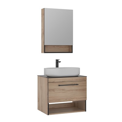 Knidos 70 cm Banyo Dolabı Takımı (Ayna Dolaplı)