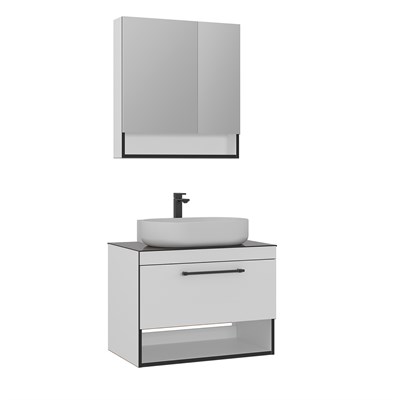 Knidos 90 cm Banyo Dolabı Takımı (Ayna Dolaplı)