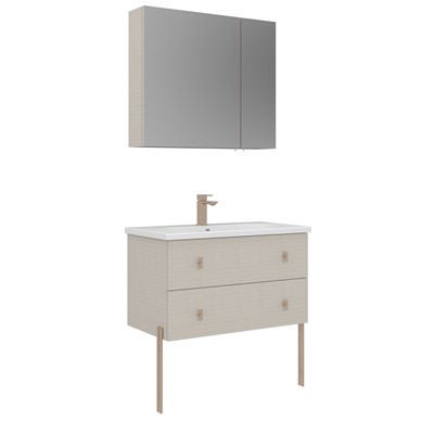 Milazzo 80 cm Ayaklı Banyo Dolabı Takımı (Ayna Dolaplı)